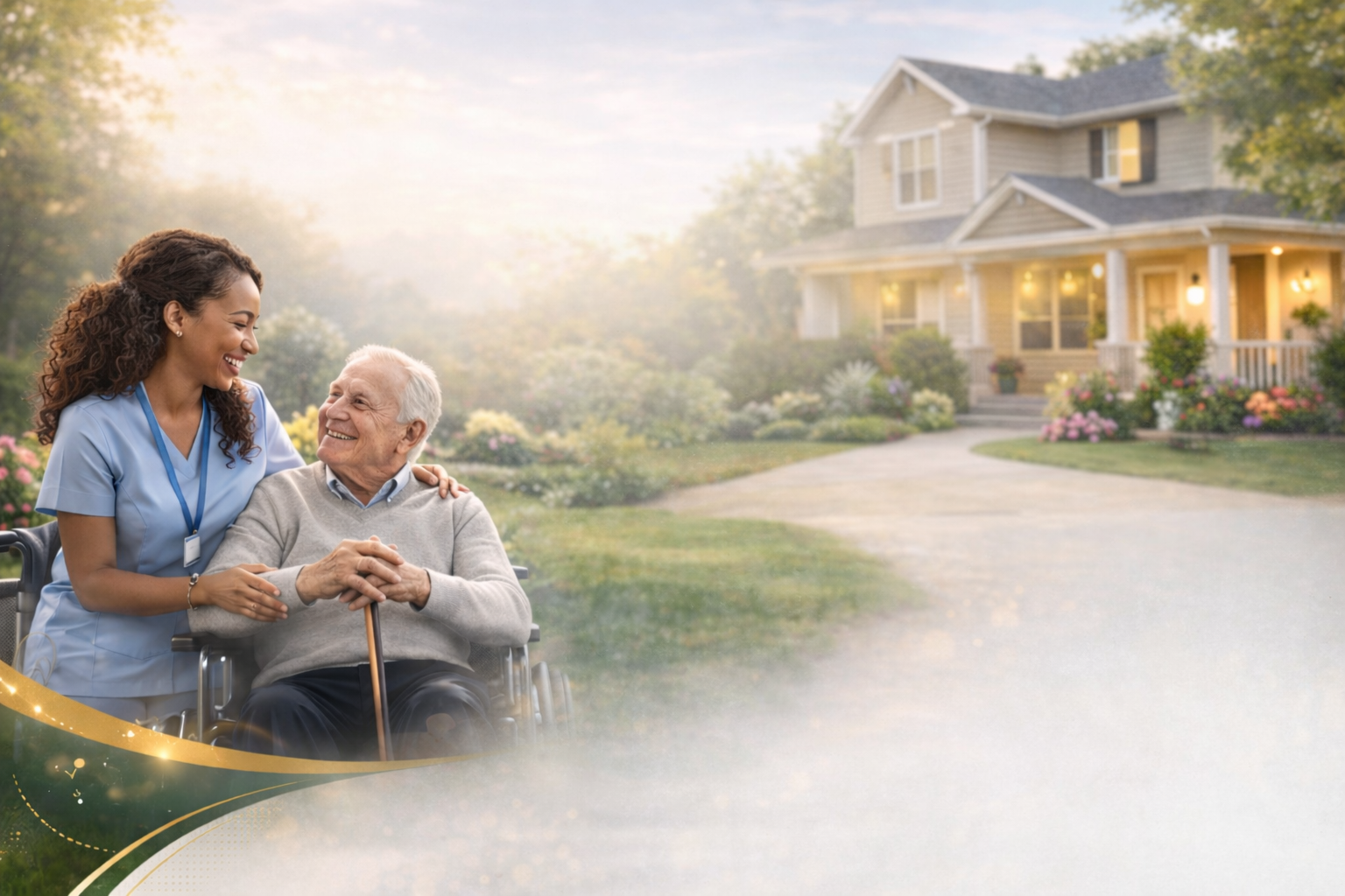 Compassionate caregiver assisting resident at ABINAT